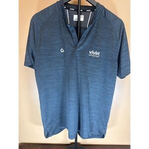 Vivint Authorized Dealer Mens Performance Polo Shirt Blue Heather Blade Collar L